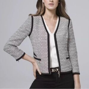 NWT WHBM White House Black Market Double Zipper Tweed Blazer Jacket, Size 00